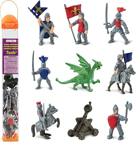 Juguete miniatura pintado a mano Safari Ltd 699904 Knights Dragons Toob juego de 10