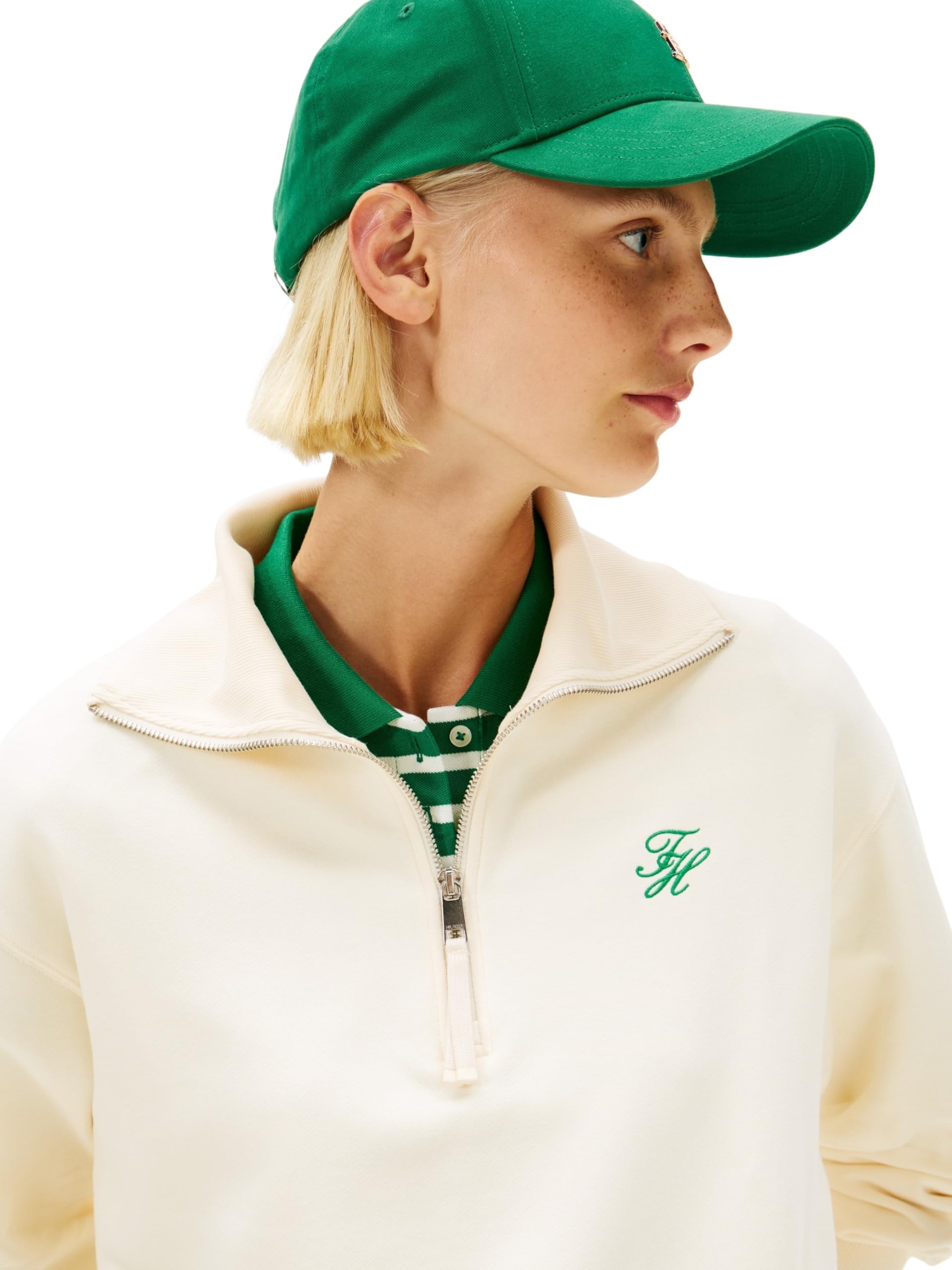 Tommy Hilfiger TH Script Half Zip Terry Swtshrt Ww0ww49470 Felpa con Mezza Zip Donna (Pacco da 1)
