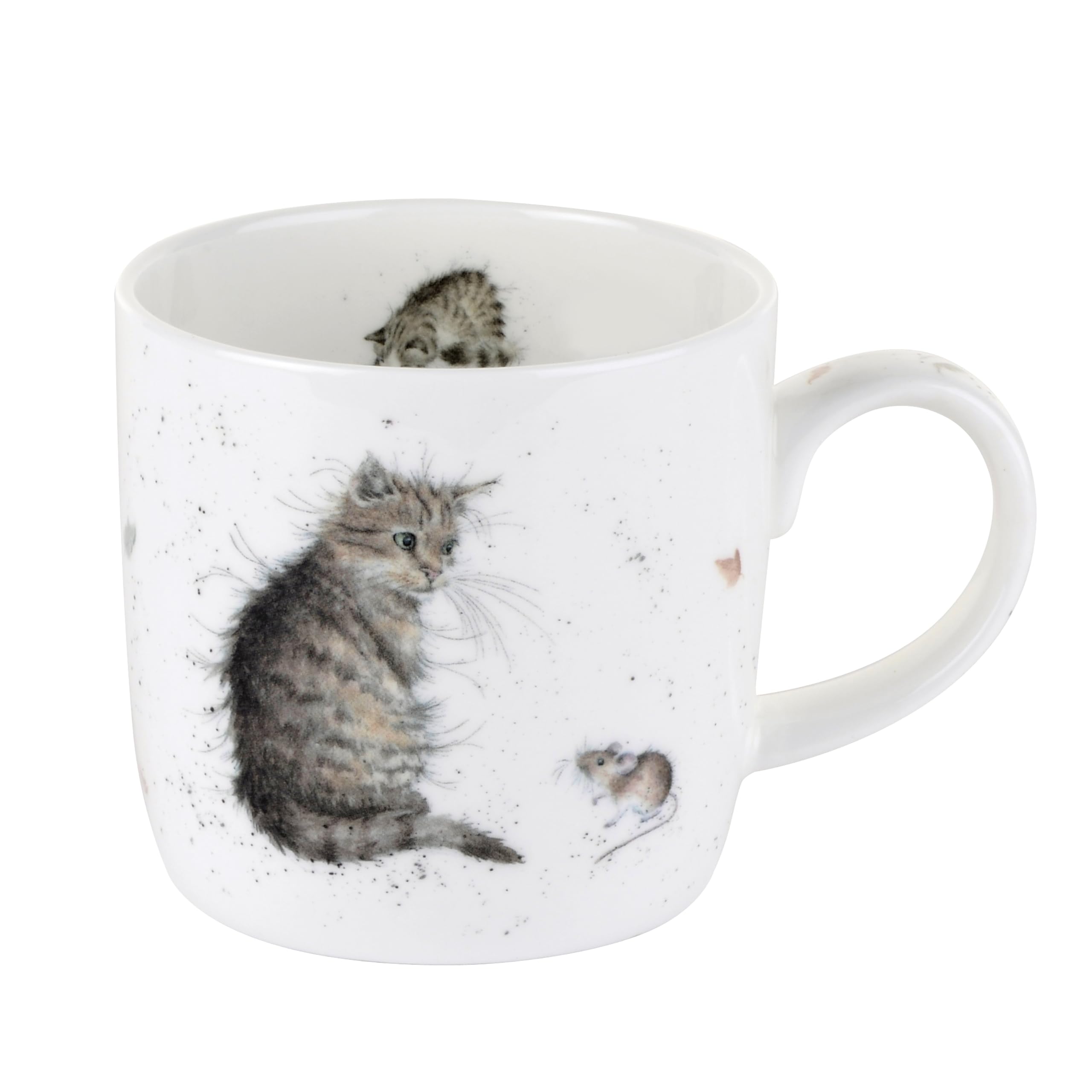 Royal Worcester Cottage Mug, Cat & Mouse Artwork by Wrendale Designs - 11oz Drinkware for Cozy Rustic Kitchens, Dishwasher & Microwave Safe Bone China Tea Cup - Country Charm & Whimsical Animal Art