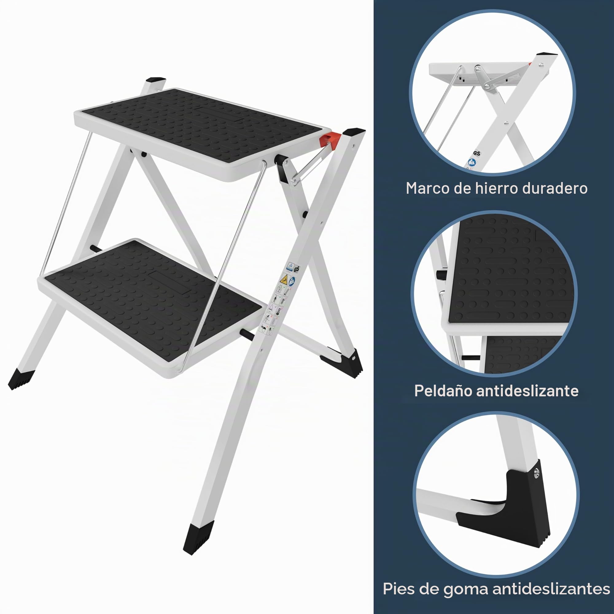 Home Vida – Potro Plegable con Goma Antideslizante, Resistente, de Metal, de Dos escalones y de Color Negro y Blanco