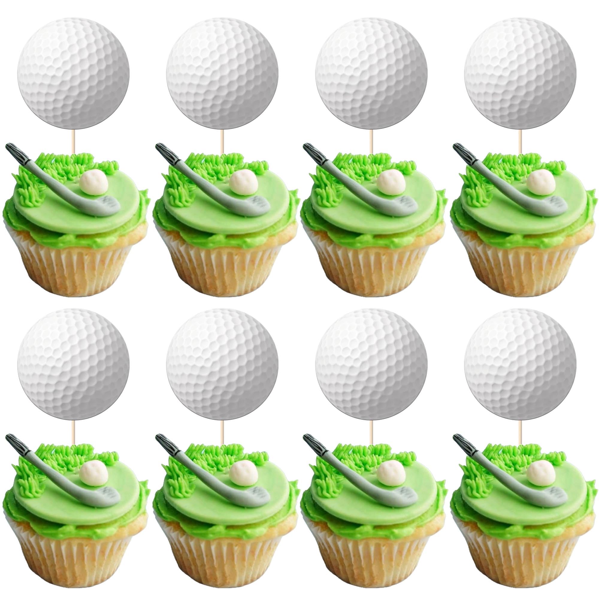 SYKYCTCY 40 Pack Golf Cupcake Toppers Wafer Paper Sports Ball Cupcake Picks Golf Birthday Cake Decorations for Sports Theme Baby Shower Kids Boys Girls Player Birthday Party Supplies