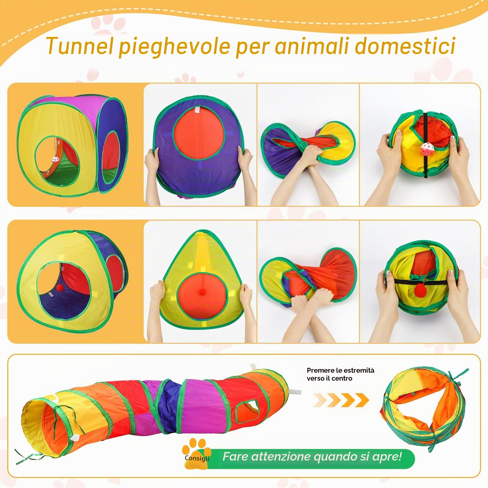 Giochi Tunnel per Gatti Pieghevole in Casa Gioco Tenda per Gatto Interattivo 3 in 1 Tubo per Gatto Interattivi Tunnel per Cani Gatti e Gattini Attivi Giocare con Borsa per Gatti Cuccioli Conigli