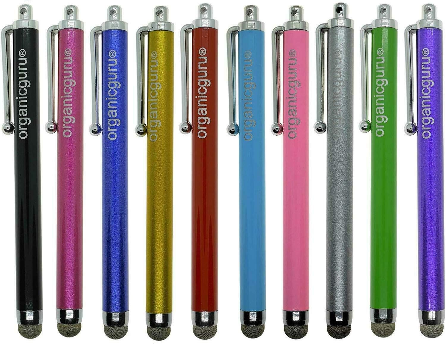 High Micro-Fibre Tip 10-IN-1 Stylus Pens Pack - Aluminium Metal Universal Capacitive Stylus for Touchscreen - 10 Colours
