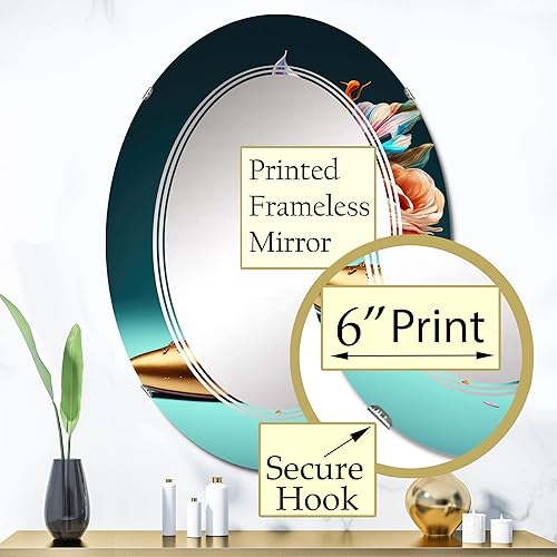 Miniatura 3 de Blue Floral Hight Heels IV- Vanity Mirror, Bathroom Mirrors, Wall Mirrors for Living Room, Bedroom - Oval Mirror - Large 20'x30', 24'x36'