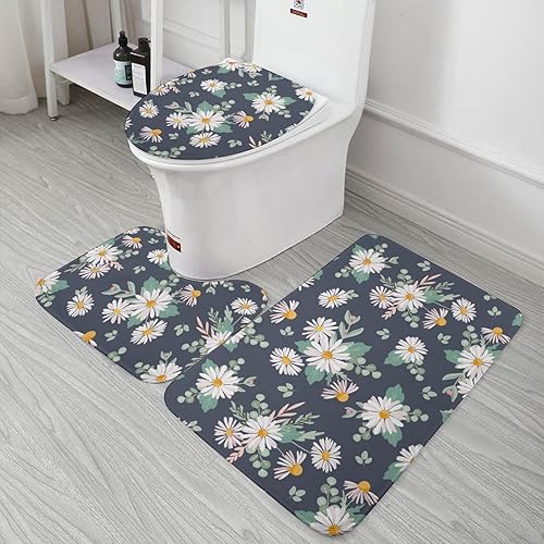 Miniatura 6 de Flowers Farmhouse - Juego de tapetes de baño para 3 piezas, tapetes de baño, suaves y cómodos, absorben el agua, antideslizantes, más fáciles de
