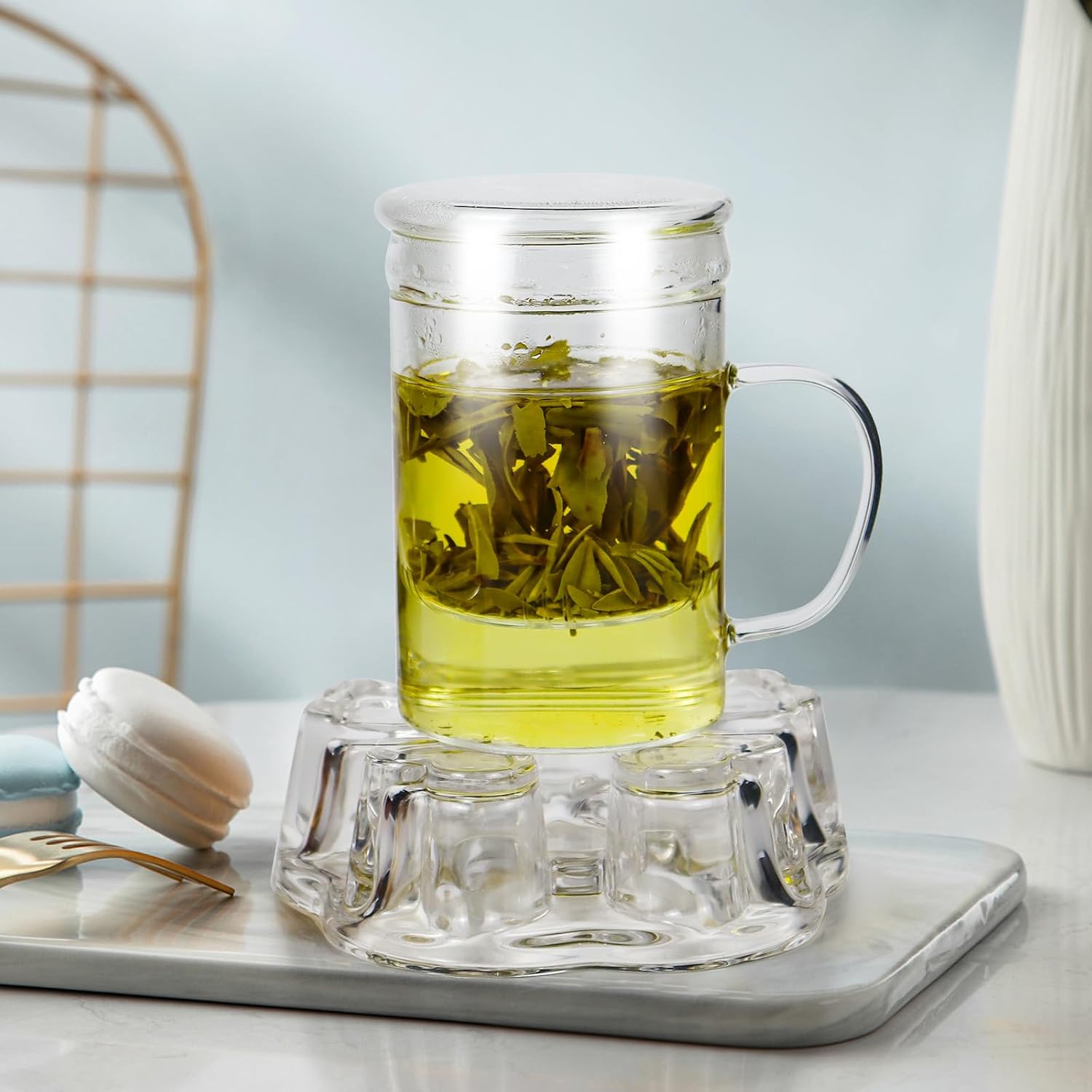 2-IN-1 Glass Tea Sets for Adults, Gifts for Tea Lovers