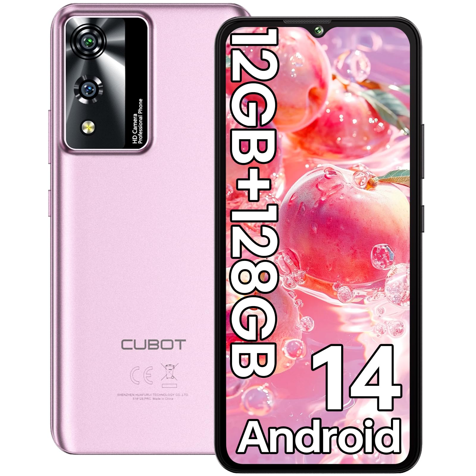 CUBOT A10 Smartphone Android 14, 12(4+8) GB+128GB/1TB, Octa-Core, 6.56" HD+/90Hz Display Telefono Cellulare, 48MP+16MP Fotocamera, 5100mAh, Dual SIM 4G Telefoni Offerta, Face ID/GPS/3.5mm Jack (Viola)