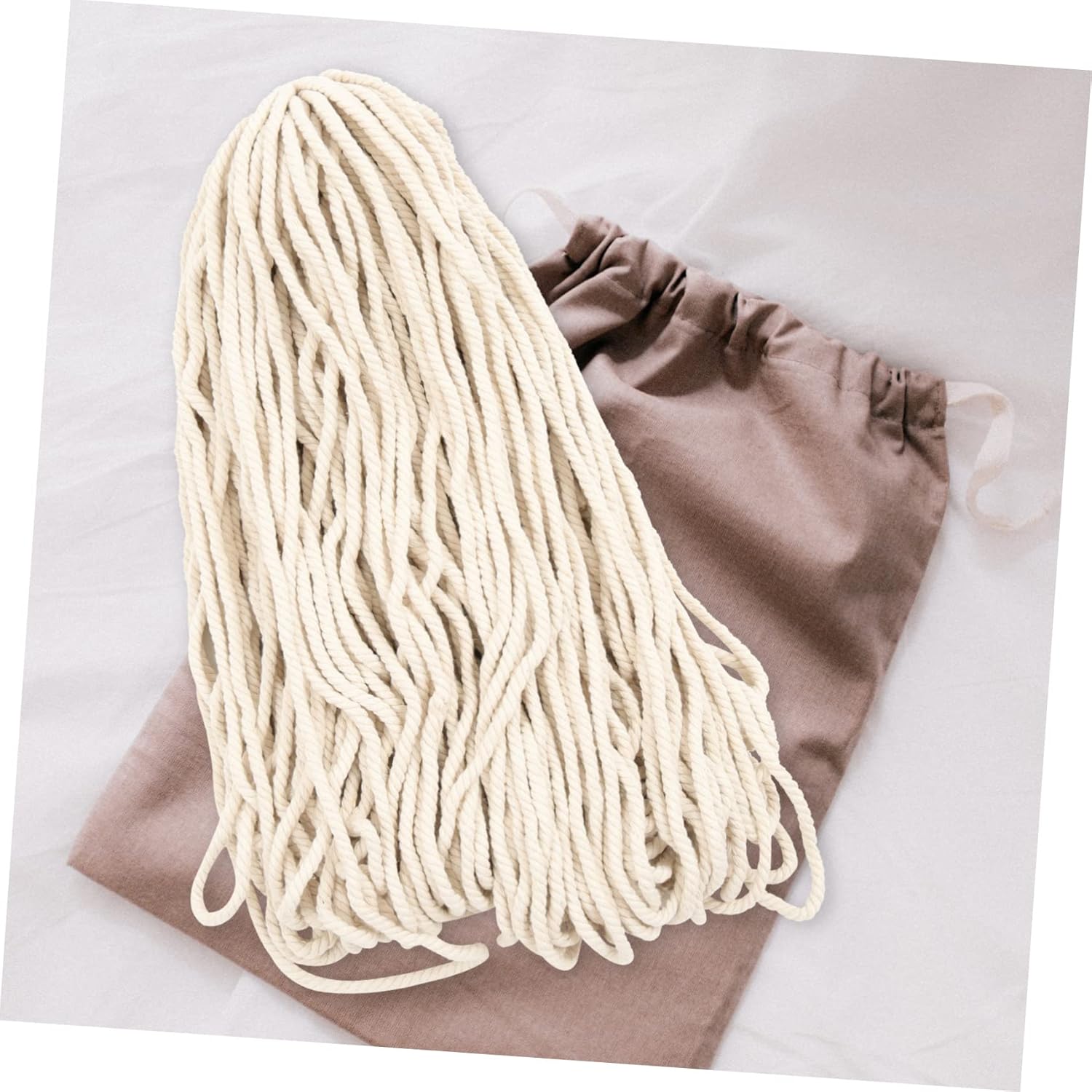 Garneck 3-Strand Natural Cotton Rope for DIY Crafts Hanging Decor and Macrame Projects Sturdy 50 Feet