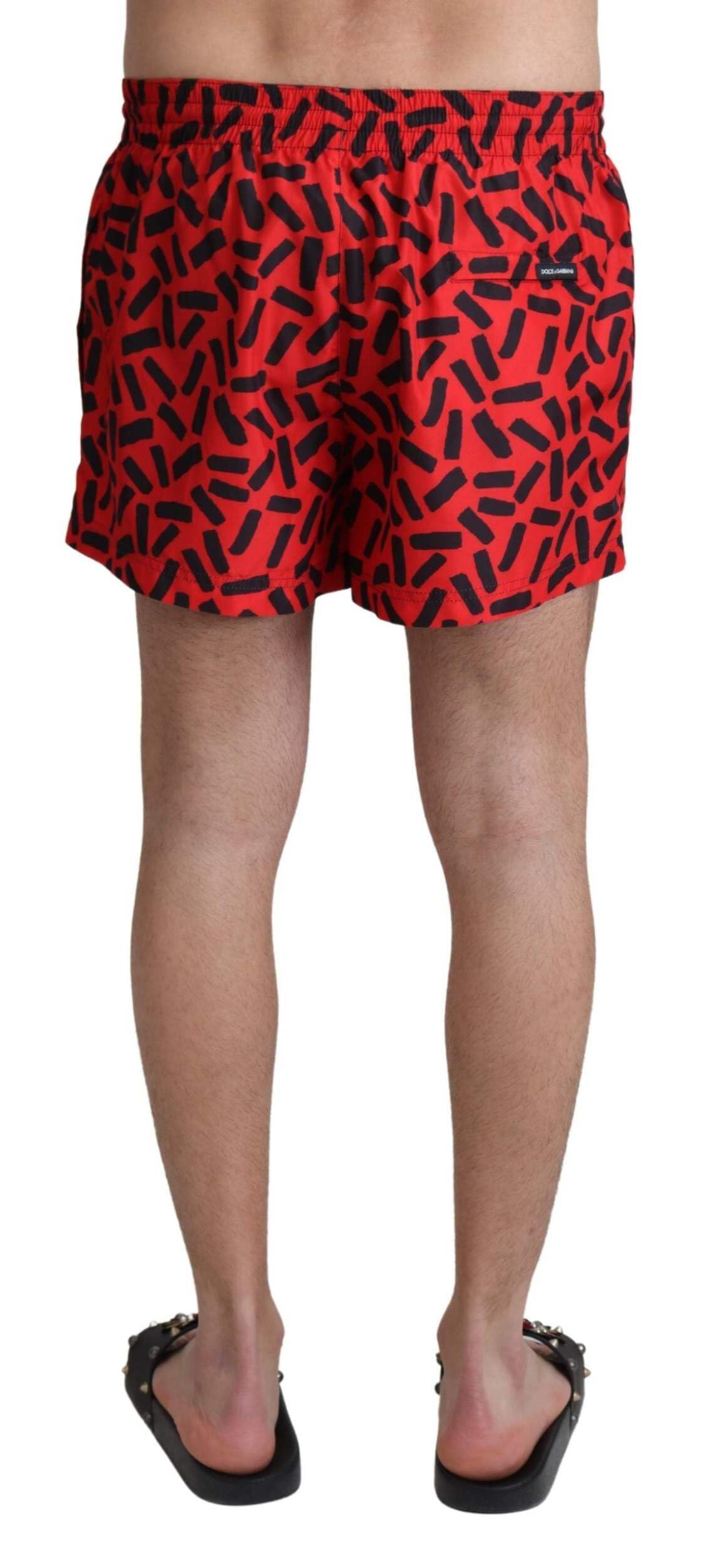 Dolce & Gabbana Czerwone wzorzyste spodenki plażowe stroje kąpielowe