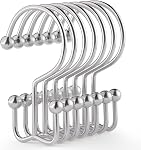 Goowin Shower Curtain Hooks, 12 Pcs Shower Curtain Rings, Durable Rust Proof Black Shower Curtain Hooks, Shower Rings for Curtain, Double Glide Shower Curtain Hooks for Shower Curtain Rods, Black