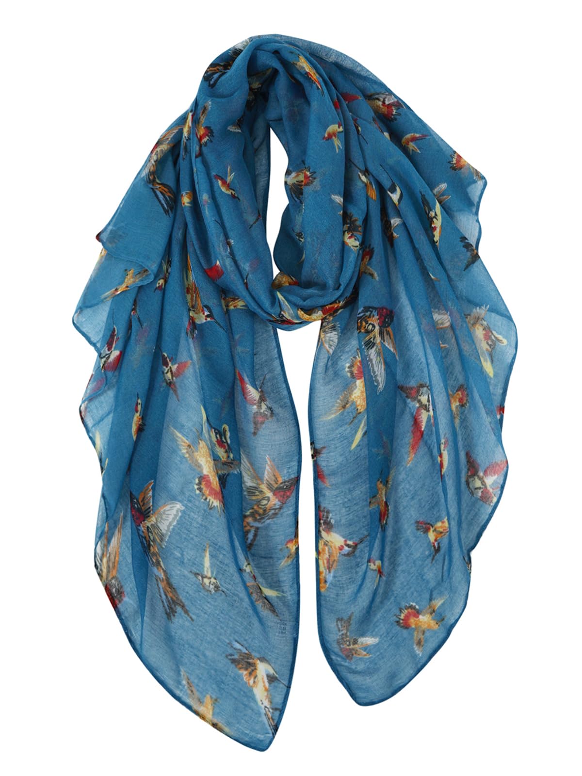 GERINLY Scarfs for Women Lightweight Floral Birds Print Cotton Scarves and Wraps for Spring Shawl Boho Scarf