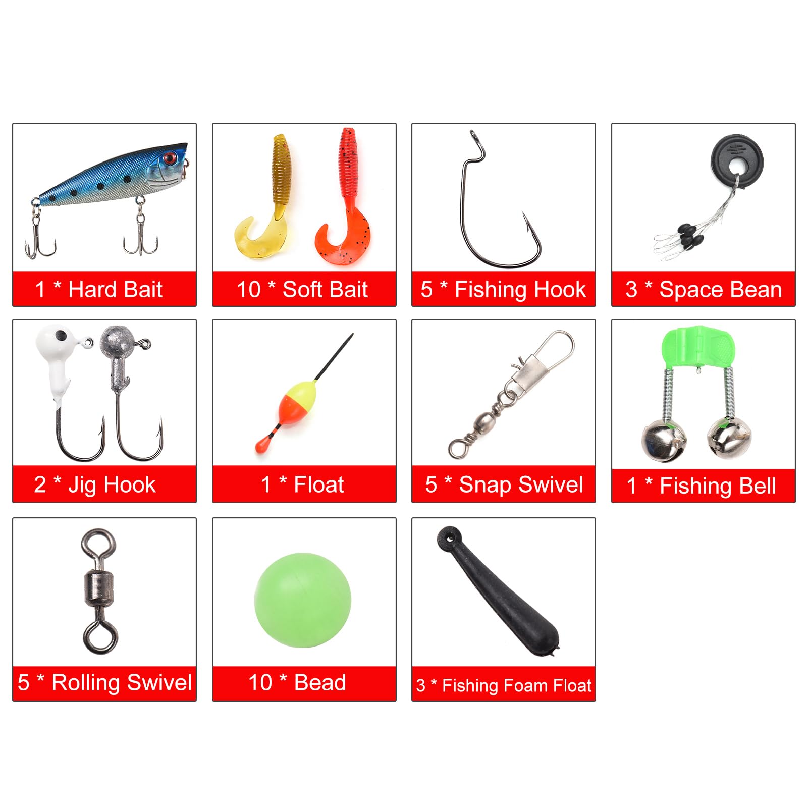 Canne à pêche et Moulinet pour Enfants - Kit Complet de 1,2 m/1,5 m - Canne télescopique avec Moulinet Spincast et hameçons - Leurres et émerillons - Sac de Transport