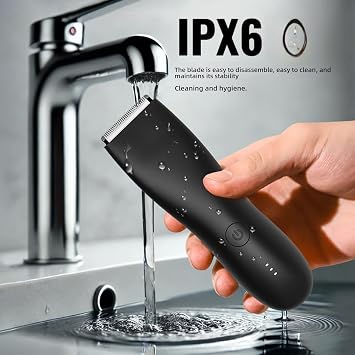 Body Hair Trimmer for Men, Pubic Hair Trimmer Balls, Body Shaver for Men Groin Safe, Electric Ball Shavers, Waterproof for Wet/Dry Use, No Nick,No Burn (Black) (Blue)