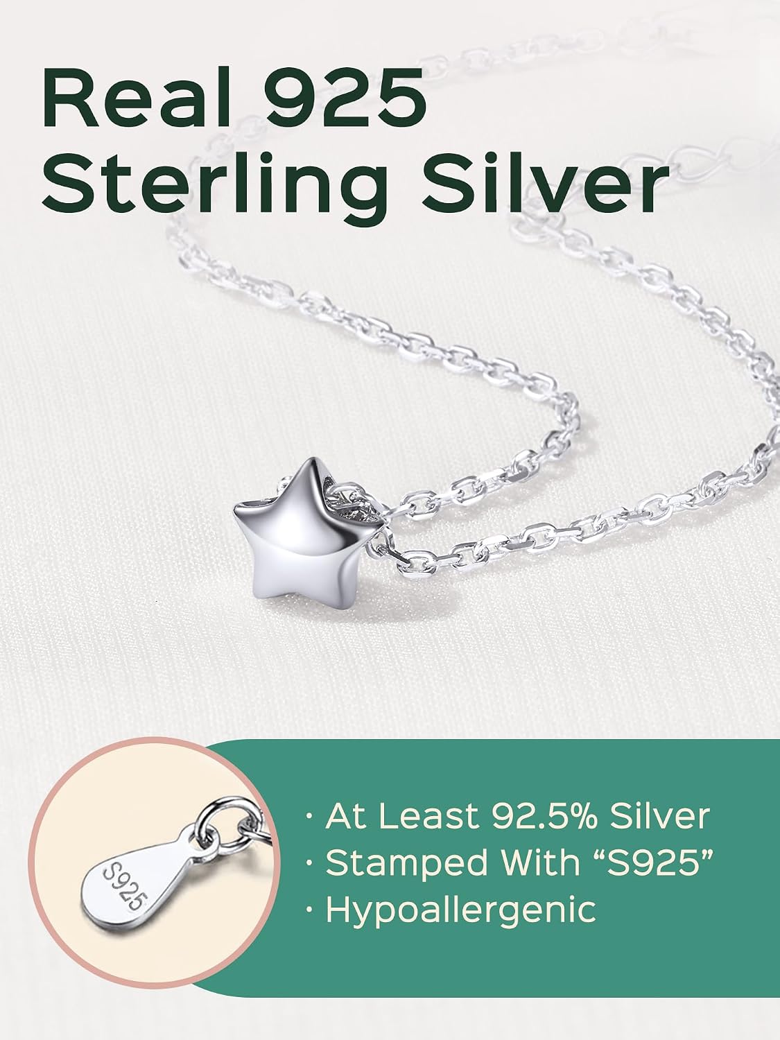 ChicSilver Personalized Tiny Heart/Star/Moon/Dot/Lotus Bracelet, Sterling Silver Dainty Link Chain Bracelet for Women Silver/Gold Plated/Rose Gold Plated