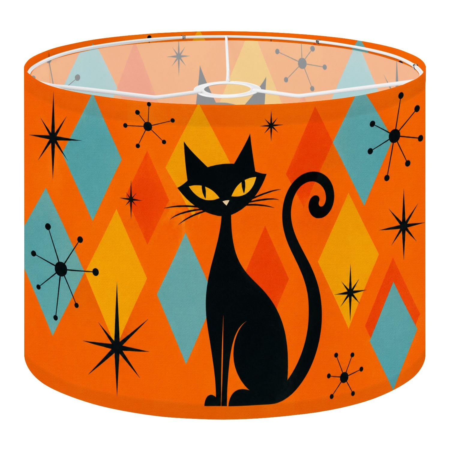 Deruinvaio Multi7 2Pcs 13In Lampshade Lamp Shade Mid Century Modern Black Cat For Ceiling Light, Table Lamp Floor Lamp Easy Assembly Replacement Light Shade