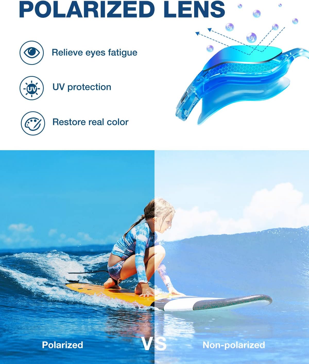 ZIONOR Kids Swim Goggles, G1 MINI UV Protection Anti-Fog Polarized Swimming Goggles for Age 6-14 - Image 2