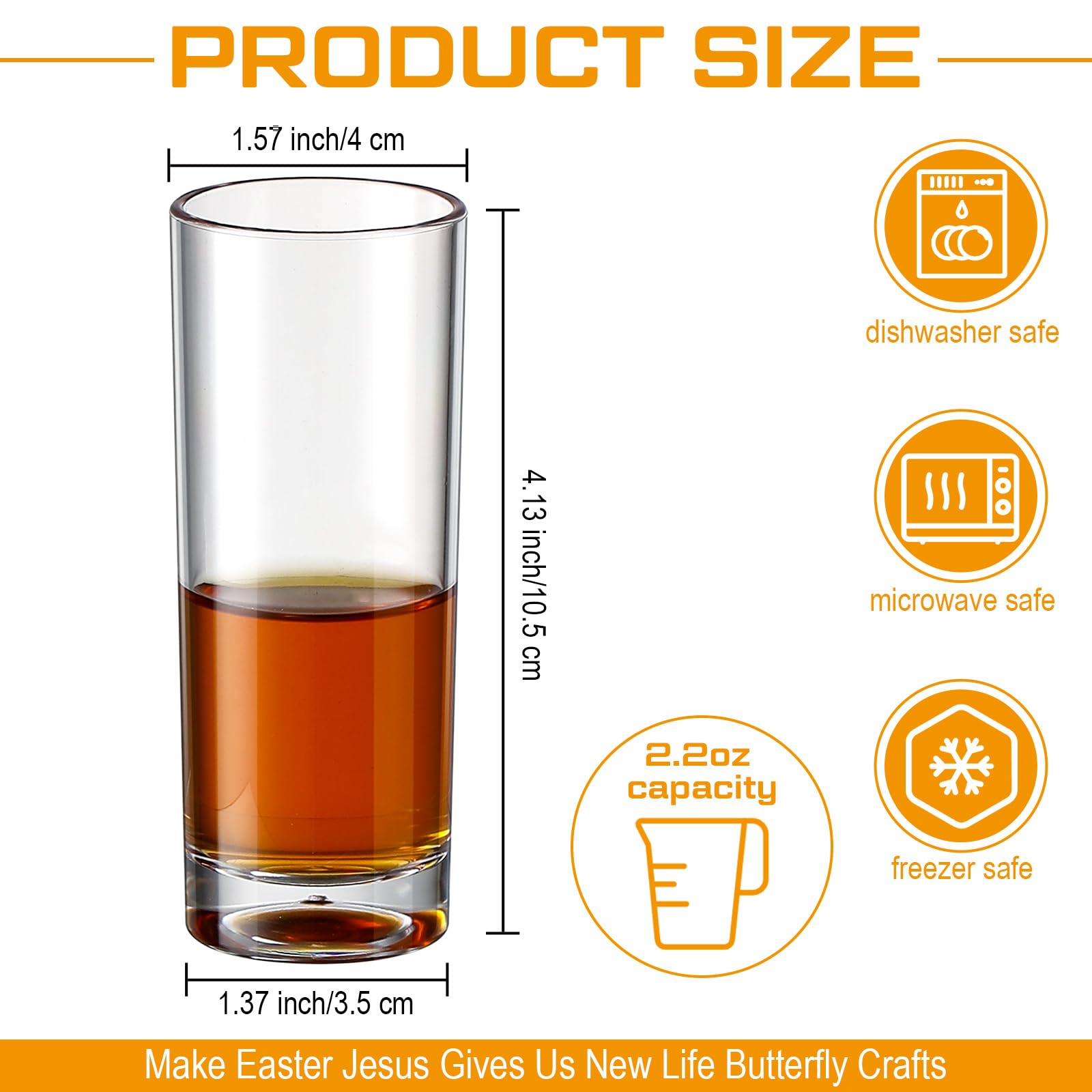 FillTouch Juego de 100 vasos de chupito de 62.4 g a granel, base irrompible de plástico transparente, cristal de plástico para personalizar, regalo de cumpleaños, boda, invitados (alto)