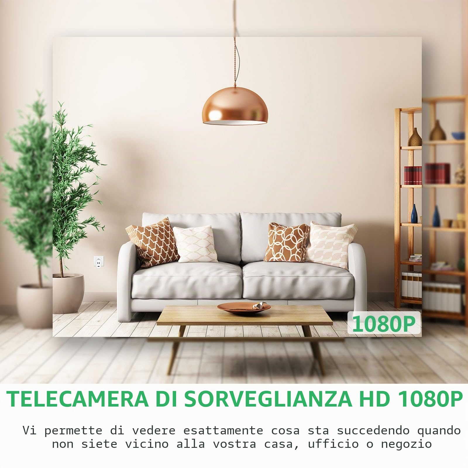 Telecamere di sorveglianza, Mini telecamera HD 1080P con caricatore USB, Videoregistratore, Registrazione continua e rilevamento del movimento, Funzione di carica USB, Telecamera di sorveglianza per