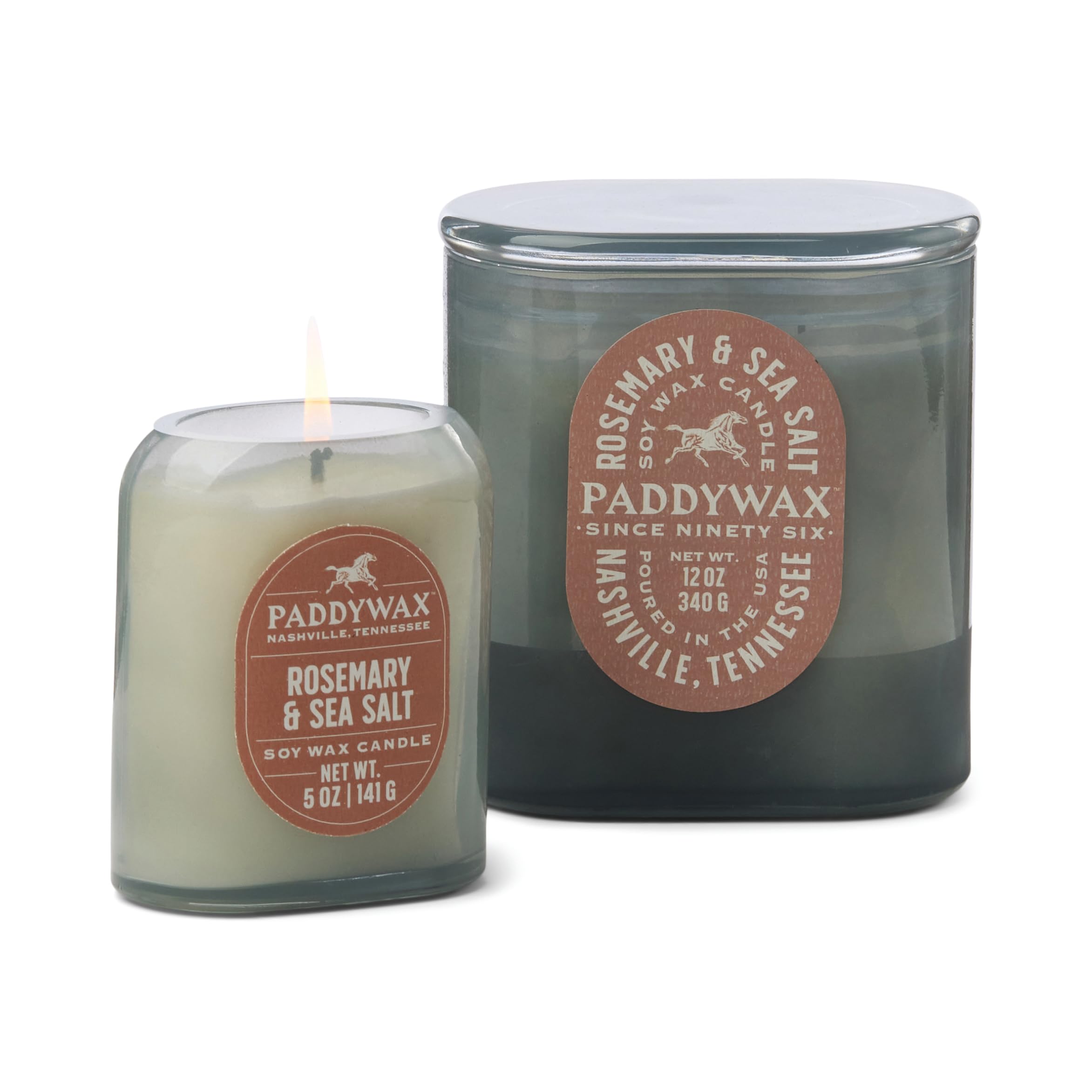 Paddywax Scented Candles Vista Collection Vintage Style Artisan Candle in Frosted Glass, 340g, Rosemary & Sea Salt - Image 2