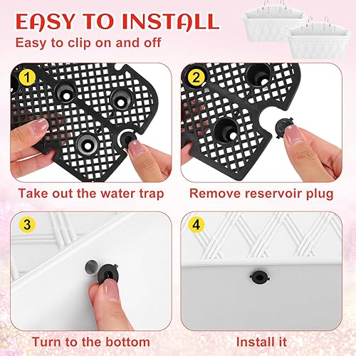 Miniatura 4 de 6 macetas colgantes de pared para plantas de interior, macetas para valla de barandilla, macetas de valla de plástico, cesta colgante al aire libre