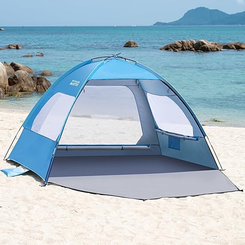 Miniatura 12 de OutdoorMaster Tienda de campaña de playa para 3/4/6/8 personas, refugio de sombra solar fácil de instalar, toldo portátil con protección UV UPF 50+,