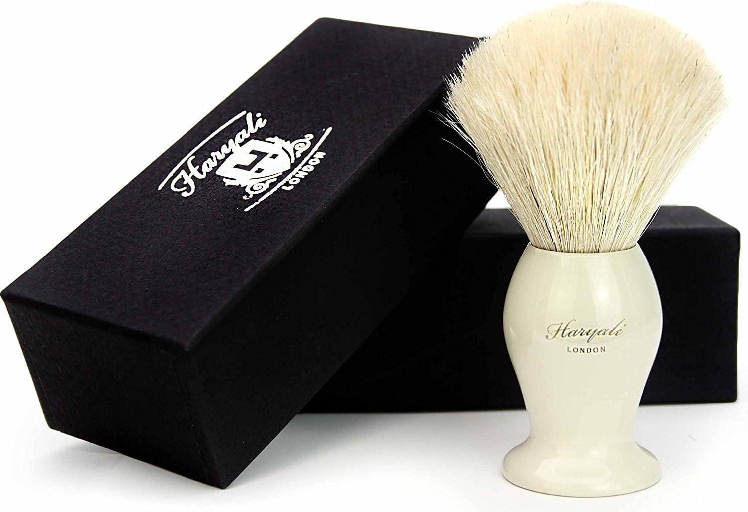 Ivory Colour Base/Handle Men's Shaving Brush. Comes with Four Different Type of Pure Badger Hair to Choose. Perfect and Easy to Maintain Hair. Comes in a Designer Box. (Sliver Tip Badger Hair)