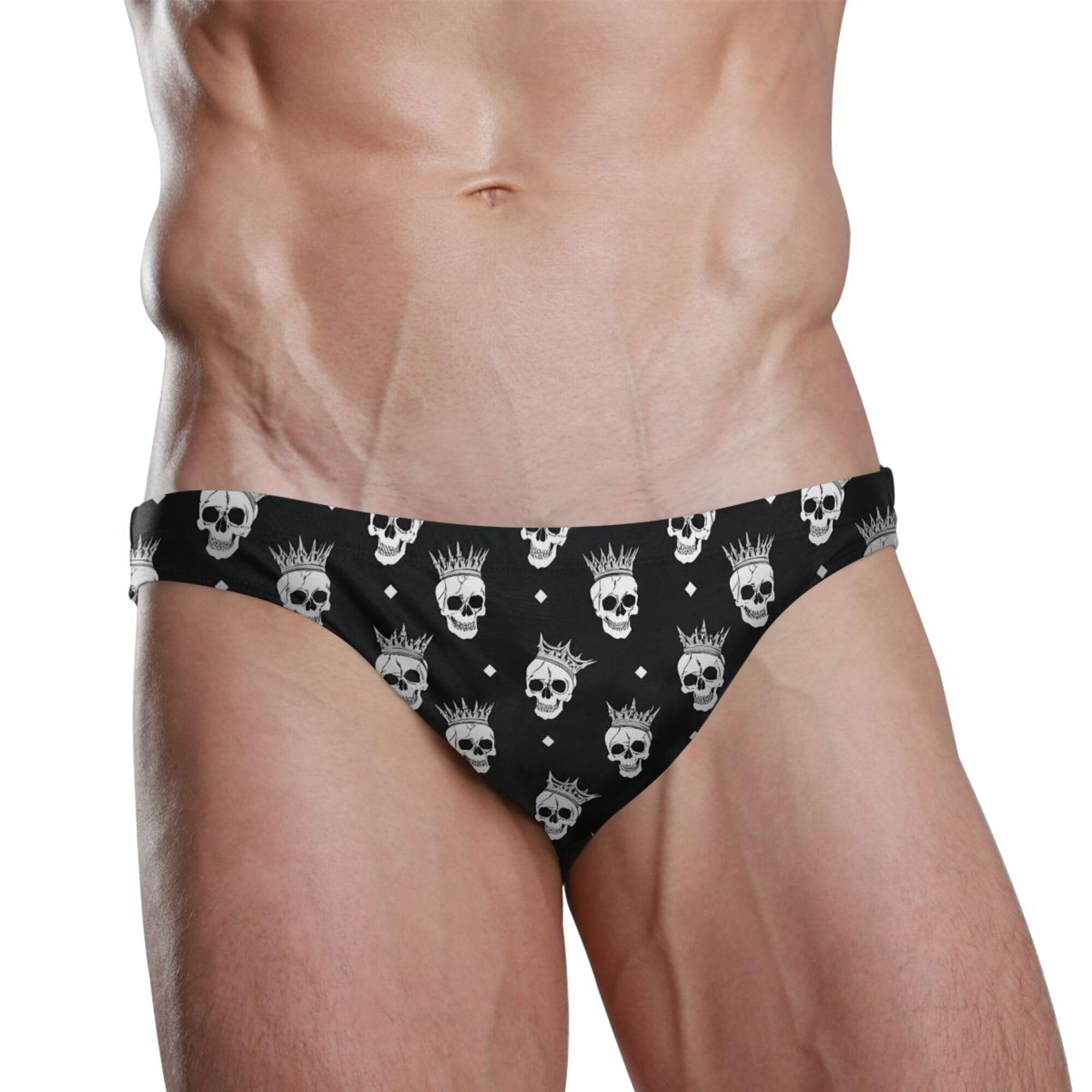 Skull Crown Mens Swimwear Swim Briefs Bikini Swimsuit for Summer Beach L B0404396