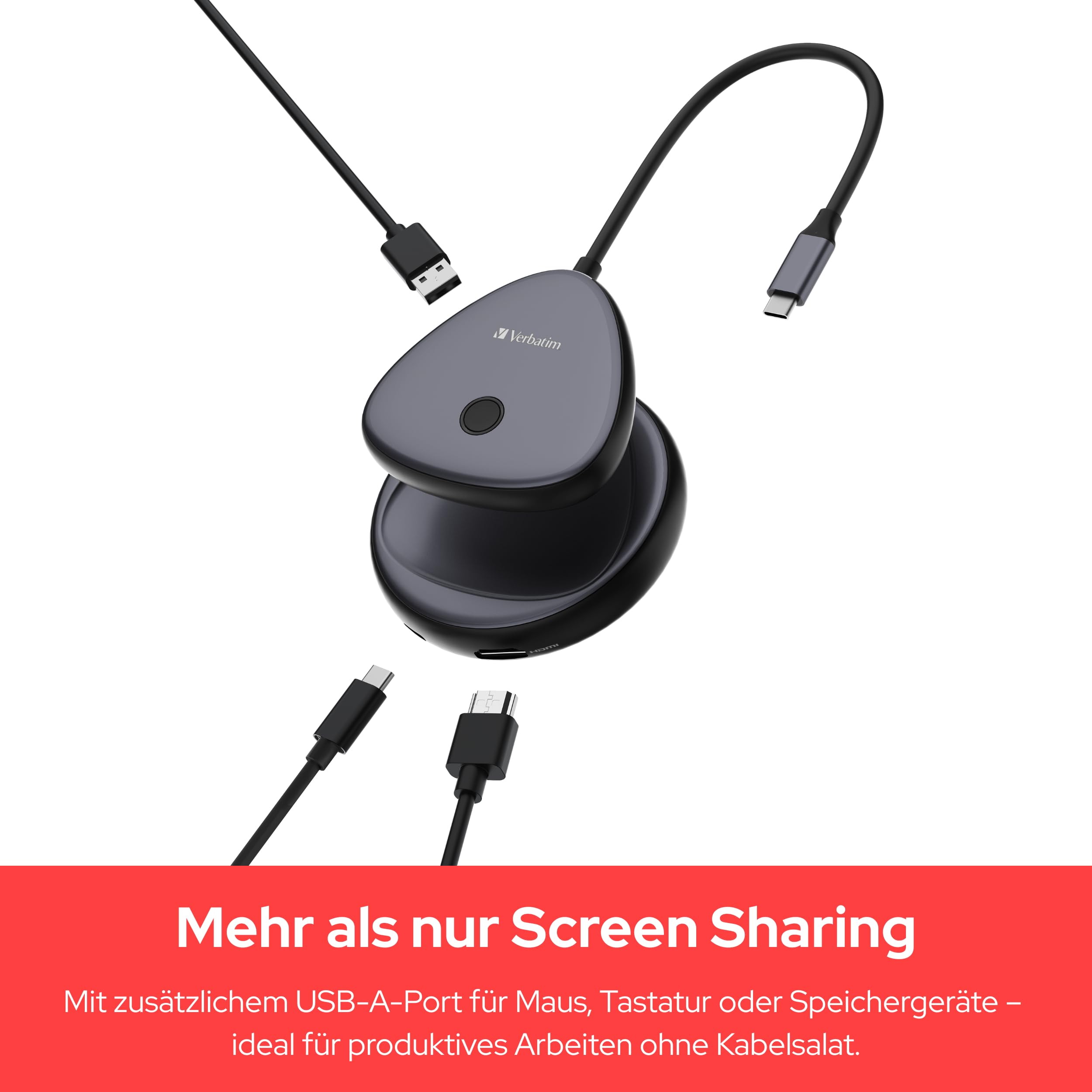 Verbatim Share My Screen 4K HDMI Wireless Transmitter und Receiver für Streaming, Video/Audio Übertragung, kabelloser HDMI Extender für Laptop, PC, Smartphone zu TV, Monitor, Beamer