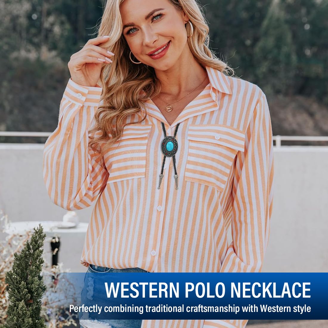 Holibanna Cravatta Bolo Western Uomo In Pelle E Metallo - Vintage Regolabile Con Cappello E Piuma