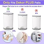 Diaper Pail Refill Bags Compatible with Dekor Plus Diaper Pail, Extra 12% Length 8 Pack, Holds up to 5336 Diapers,Extra 30% Thickness Powerful Odor Eliminate Lavender Scent Newborn Essentials
