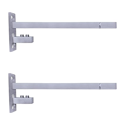 Atlantic F Type Glass Shelf Bracket 10 inch Stainless Steel Silver Matt Finish Adjustable 6/8/10/12 mm Pack of 2 Piece