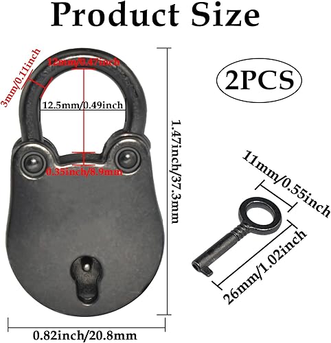 Miniatura 2 de Aifeier ET Candado pequeño con forma de oso con llave para bolso, joyero, caja de almacenamiento, libro de diario, 2 piezas, color negro