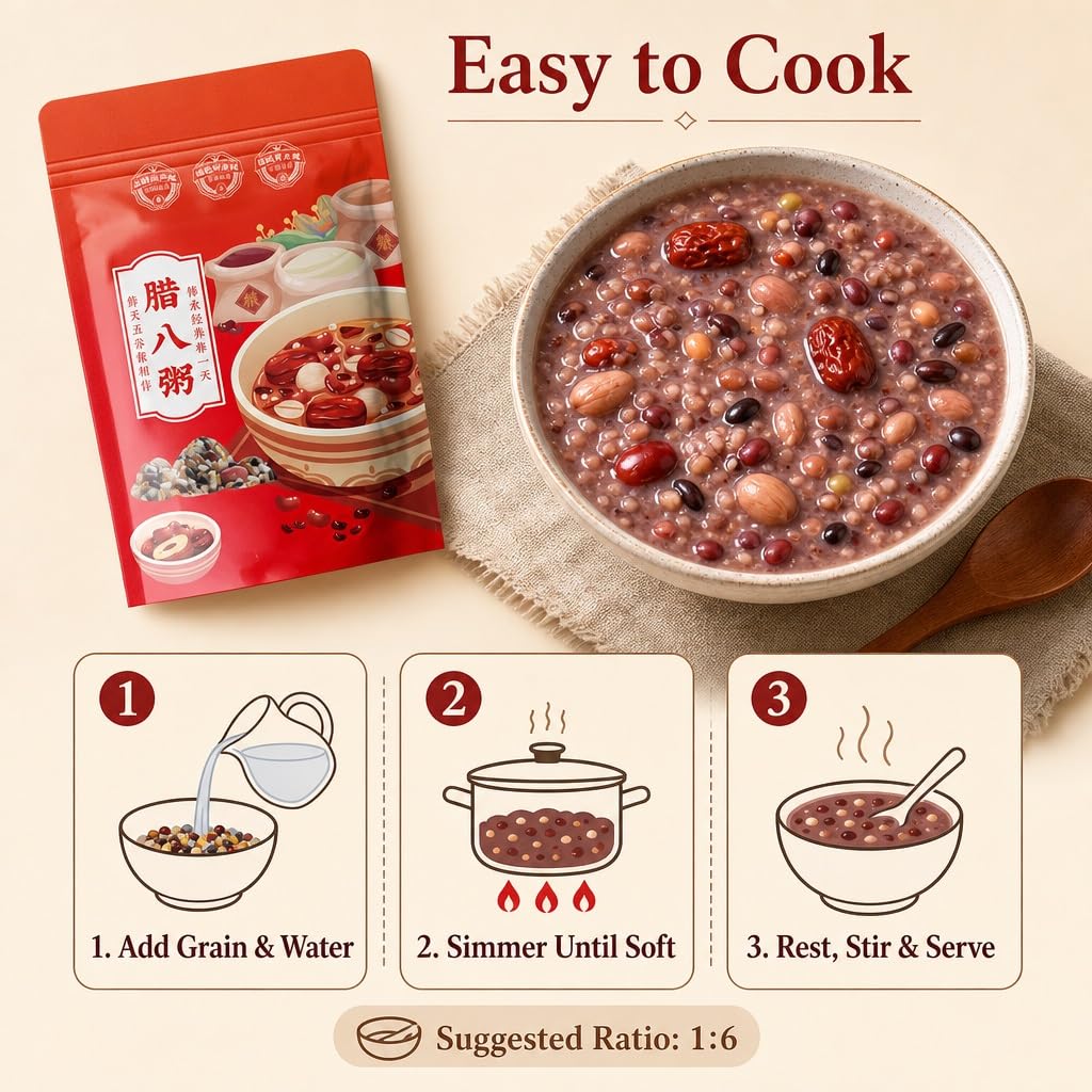 250g De Mezcla Congee Laba Grano Mixto: Ingredientes Gachas Los Ocho Tesoros, Uso Doméstico Y Comercial, Desayuno Saludable Comida Festiva(250g*5)