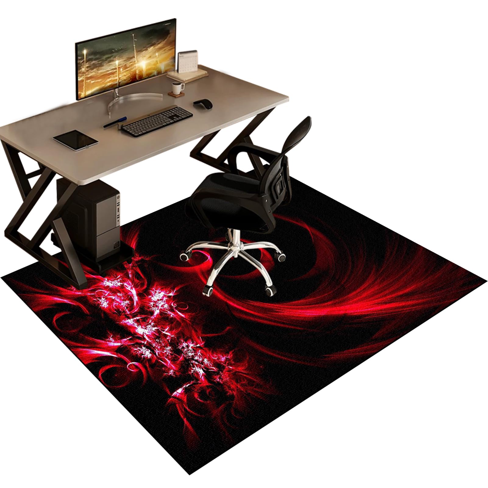 Computer Rolling Chair Mat for Carpets, Gaming Carpet Protector Chair Mat for Hardwood Floor, Floor Protector Rug Anti-Slip Floor Mat for Office Chair, 60 x 70 cm Desk Chair Mat for Wooden Floors
