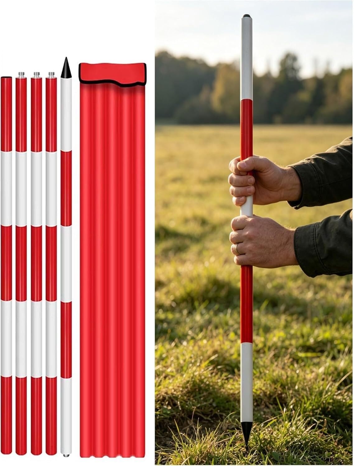 VUIKLCty Aluminum Survey Rod For Surveying Depth Measurement Construction And Land Mapping