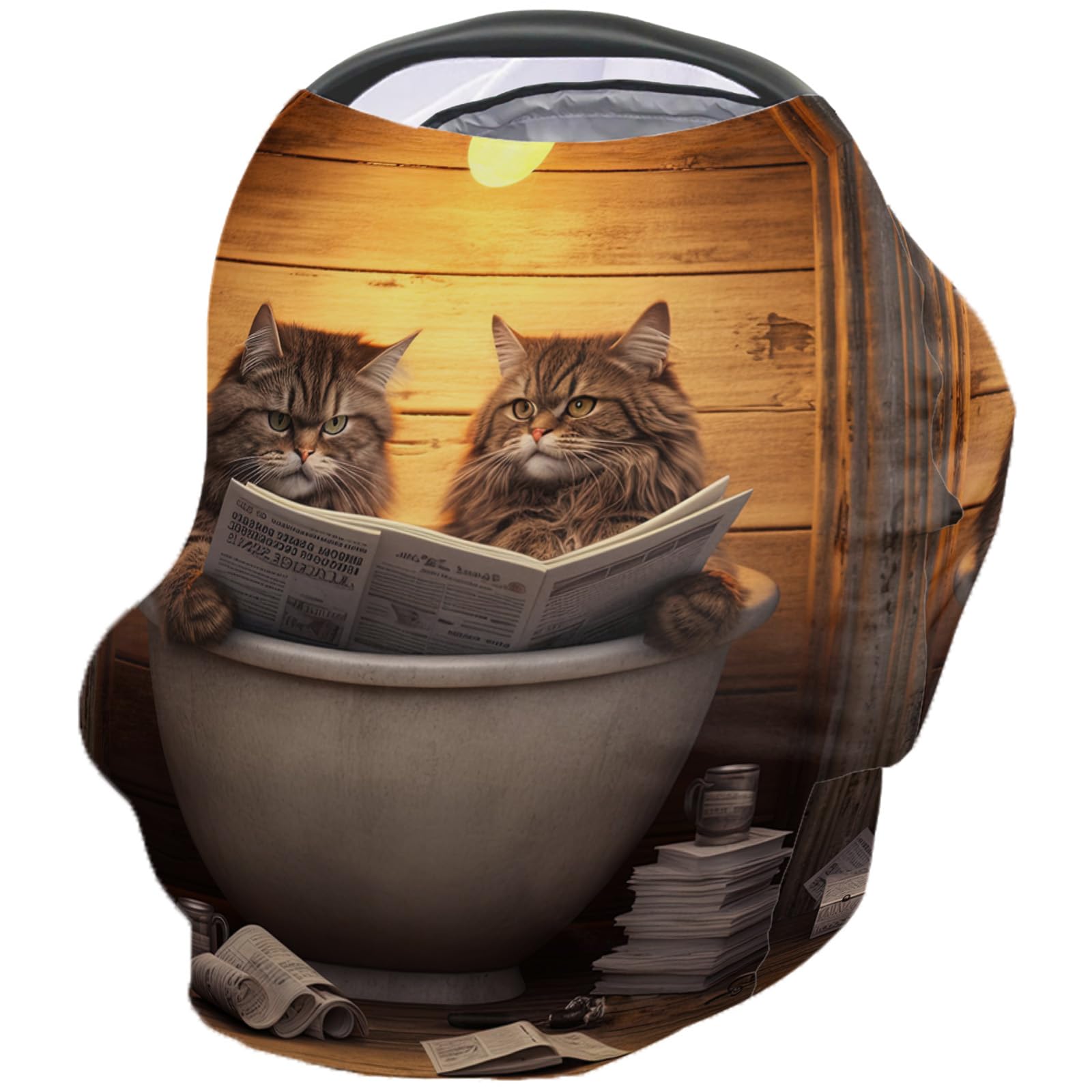 Nursing Cover for Breastfeeding Scarf, Cat Read Newspaper Baby Car Covers Super Soft Multi Use for Canopy Shopping Cart Cover Blanket Stroller Cover