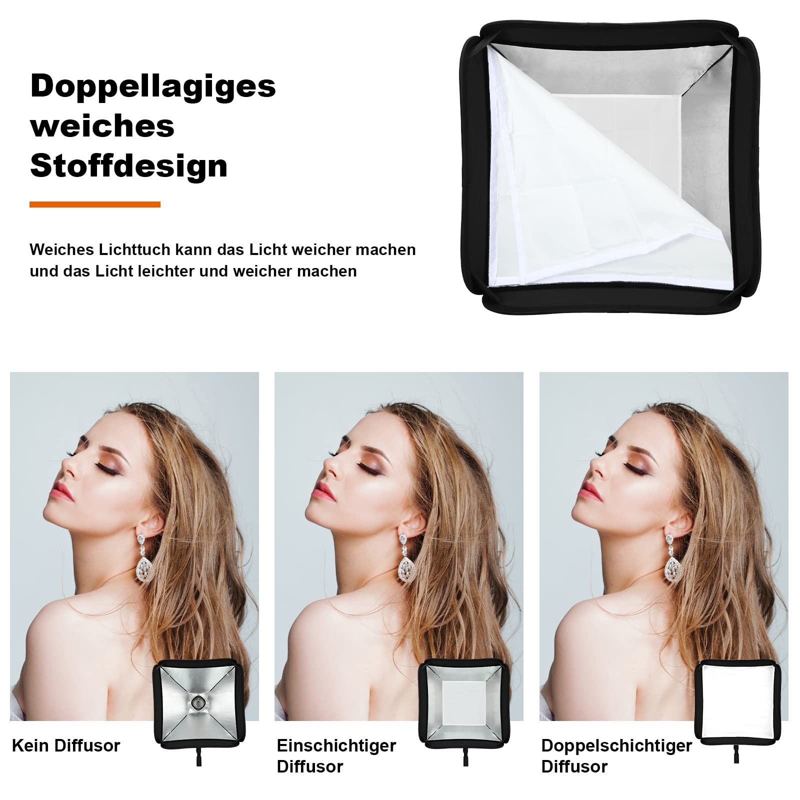 GODOX S2 60x60cm 24"*24" Plegable Universal Softbox Kit Bowen Mount S-Type Bracket para Godox V1 AD400Pro AD200Pro AD200 V860II TT685 TT600 TT350 Flash Speedlite Foto Estudio Fotografía Portait