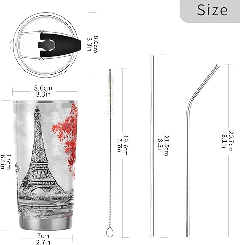 Miniatura 3 de OTVEE 20 oz Tumbler with Lid and Straw, Vacuum Stainless Steel Insulated Coffee Travel Mug Cup, Double Walled BPF Free Leakproof Water Bottle