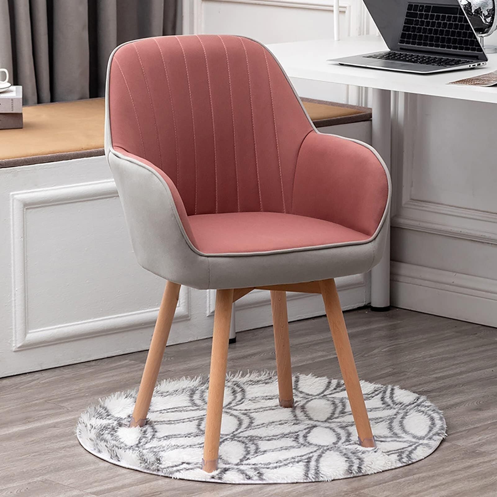 Velvet Upholstered W Swivel Dining Chairs for Modern Office or Vanity Desk Comfortable Armchairs with Soft Seats and Stylish Design (Pink Set of 2)