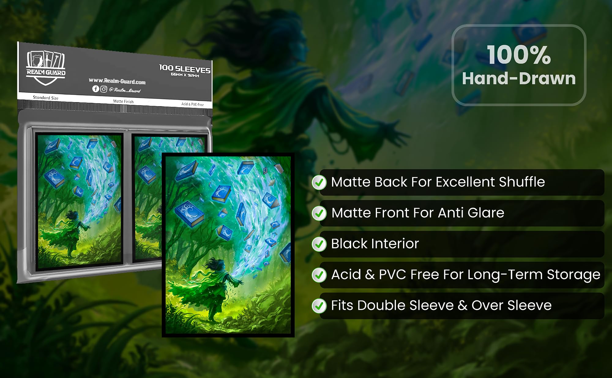 Amazon.com: Realm Guard 100ct Textured TCG/MTG Card Art Sleeves (Blue/Green  Wizard) : Toys & Games