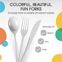 Vista 8 de Exquisite Tenedores de plástico blanco, 50 piezas, tenedores blancos, utensilios desechables, juego de cubiertos de plástico resistente