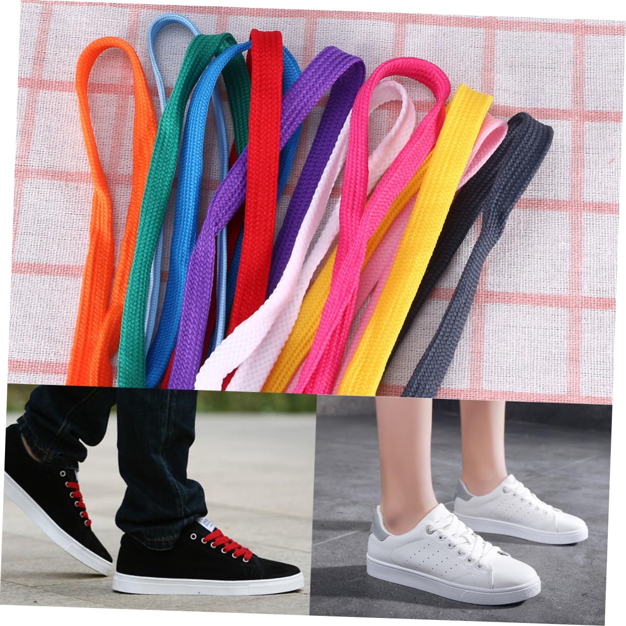 12paires Lacets Plats Pour Chaussures De Sport Et Couleurs Assorties Dimensions