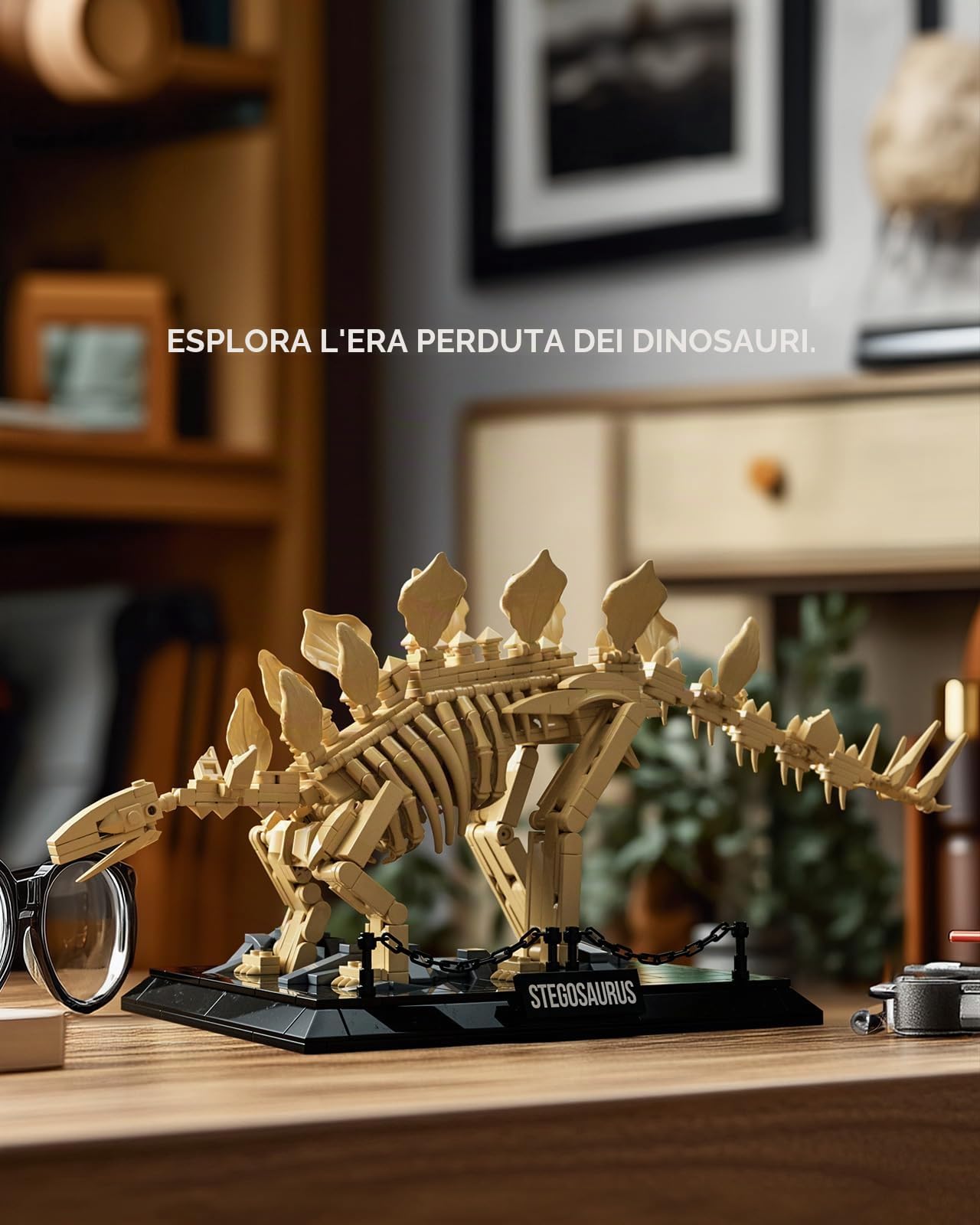 Nifeliz Set di modelli di fossili di stegosauro, scheletro di dinosauro, con base espositiva, per adulti, regalo ideale per appassionati e collezionisti (665 pezzi, NF10353)