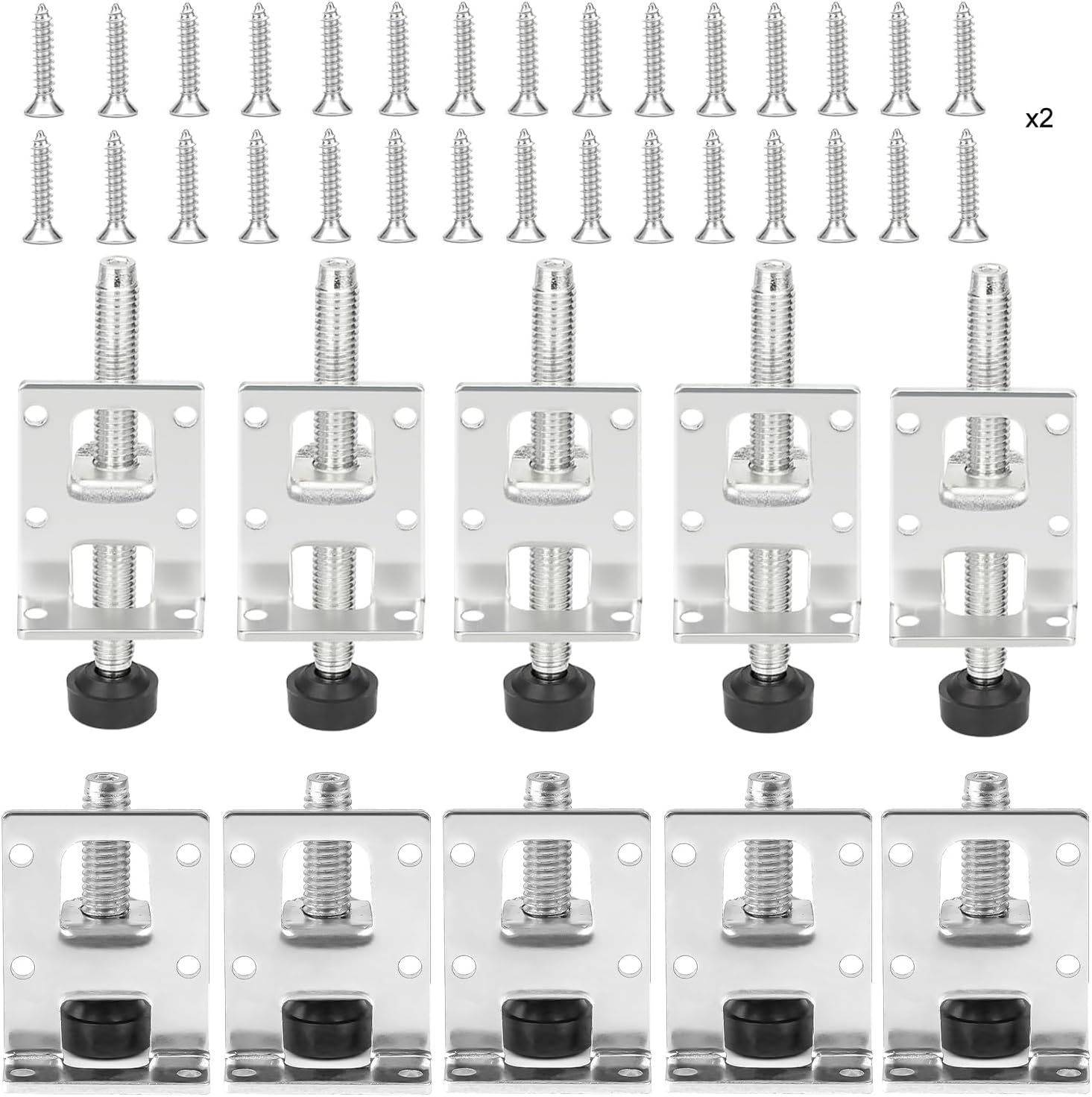 ZPSNDP Set of 10 Adjustable Furniture Feet 55/102 mm Stainless Steel