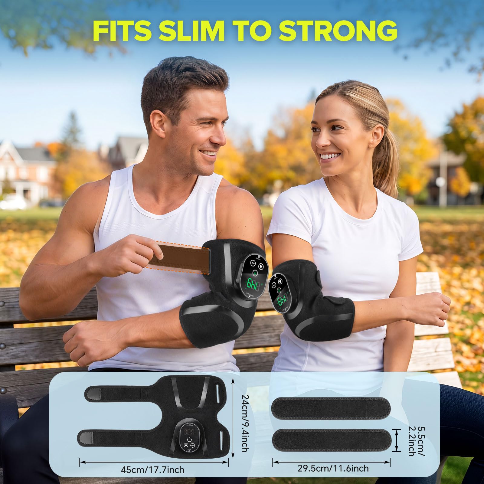 Coudière chauffante avec massage par vibration, 5 niveaux de chaleur et 3 modes de vibration, coussin chauffant électrique pour coude de tennis et de golfeur, tendinite, arthrite, soulagement des