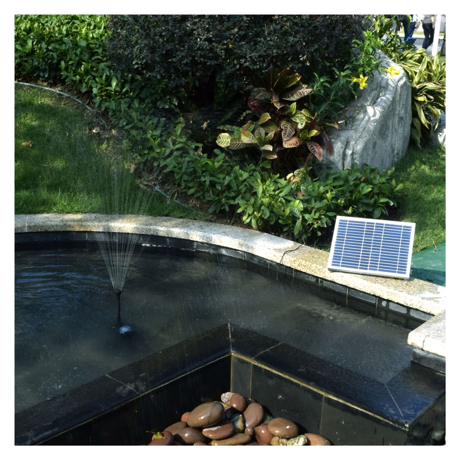Bomba de Agua Solar, Fuente de agua con panel solar for piscina, estanque, jardín, aspersor con bomba y cabezales