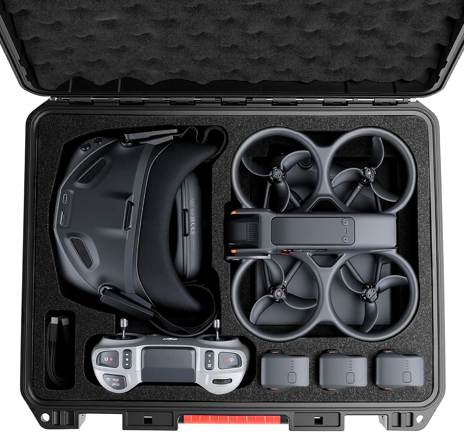 FPVtosky Hartschalenkoffer für DJI Avata 2 Drone/Fly Smart Combo für DJI Goggles N3(Nicht für Goggles 3), wasserdichte Koffer für RC Motion 3, FPV Fernsteuerung 3 und Akku-Zubehör[NUR Koffer]
