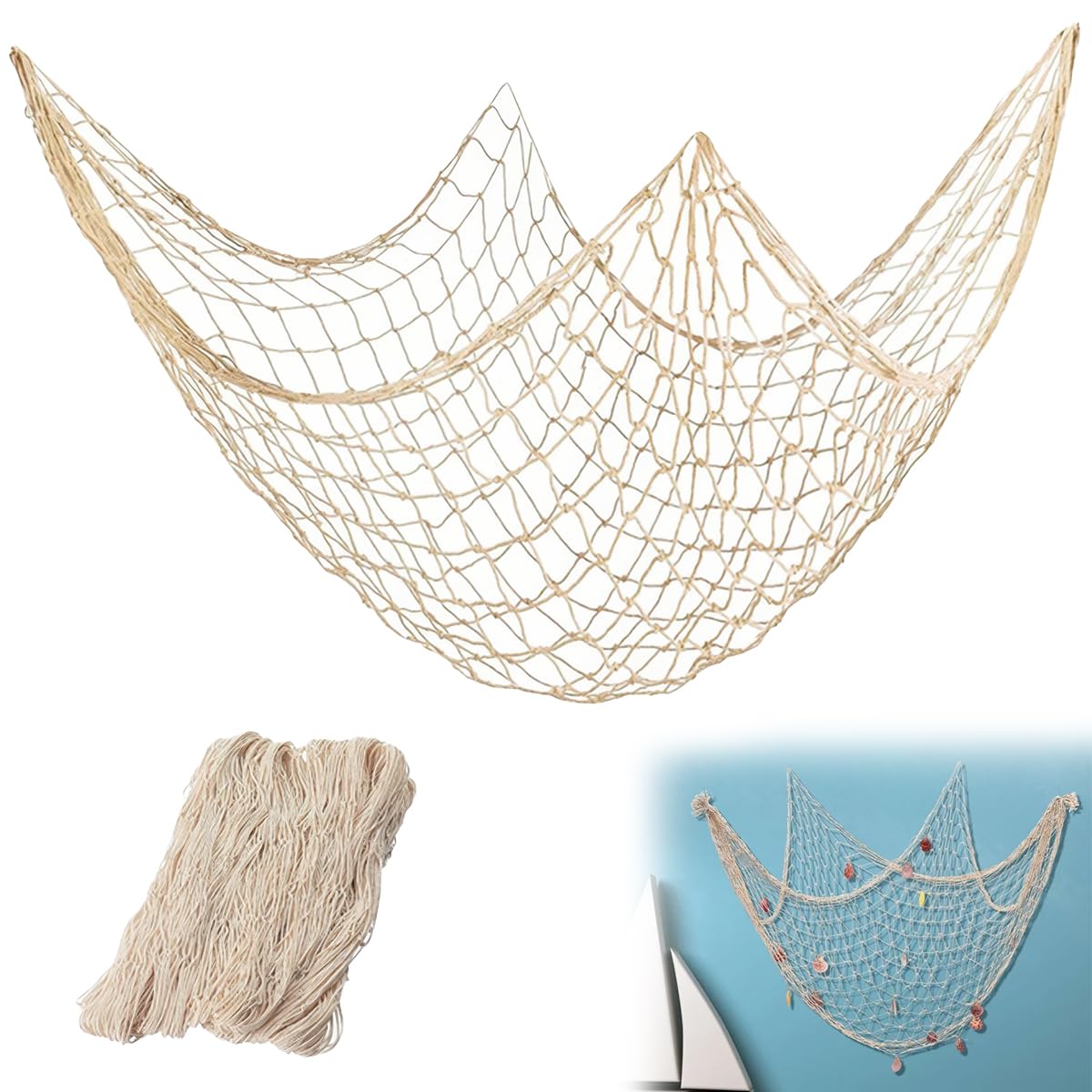 decorative fish net filet de peche decoratif Pêche Décoratif 200 x 150 cm, Beige Fishing Decoration Clamshell Packaging for Fishing Use for decoration purposes Model:Saltist MQ Spinning Reel - SALTISTMQ2500D-H Type_Treble Hooks
