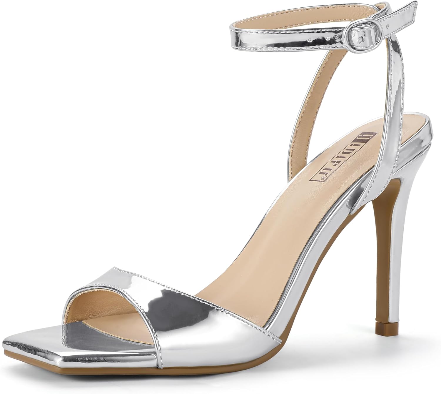 IDIFU IN4 High Stiletto Heels Square Peep Open Toe Strappy Heeled Sandals Wedding Bridal Prom Party Evening Dress Shoes for Women Comfortable Dressy Cute Sexy Ankle Strap Heels