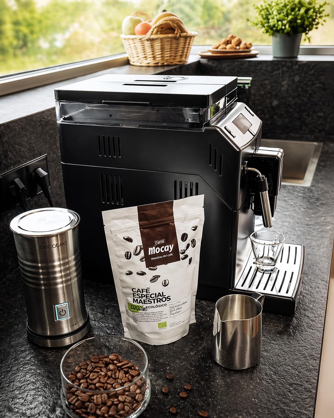 MOCAY - PACK OFICINA GRANO - Grano Maestro y Café Grano Ecológico Descafeinado + Vaso de Mocay de Regalo